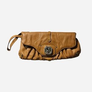 OHH! ASHLEY Genuine Elegant Tan Leather Clutch